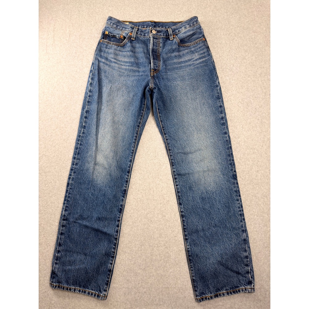 Levis Premium 501 90s Straight Leg Jeans Medium Wash Blue W29 L32 Womens